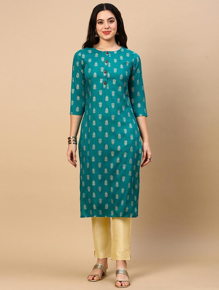 women three quarter sleeve straight kurta - 21696969 - Zoom Image - 0