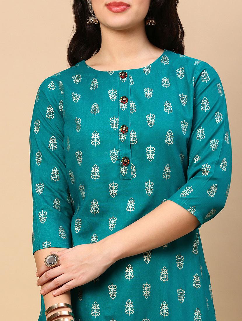 women three quarter sleeve straight kurta - 21696969 - Standard Image - 5