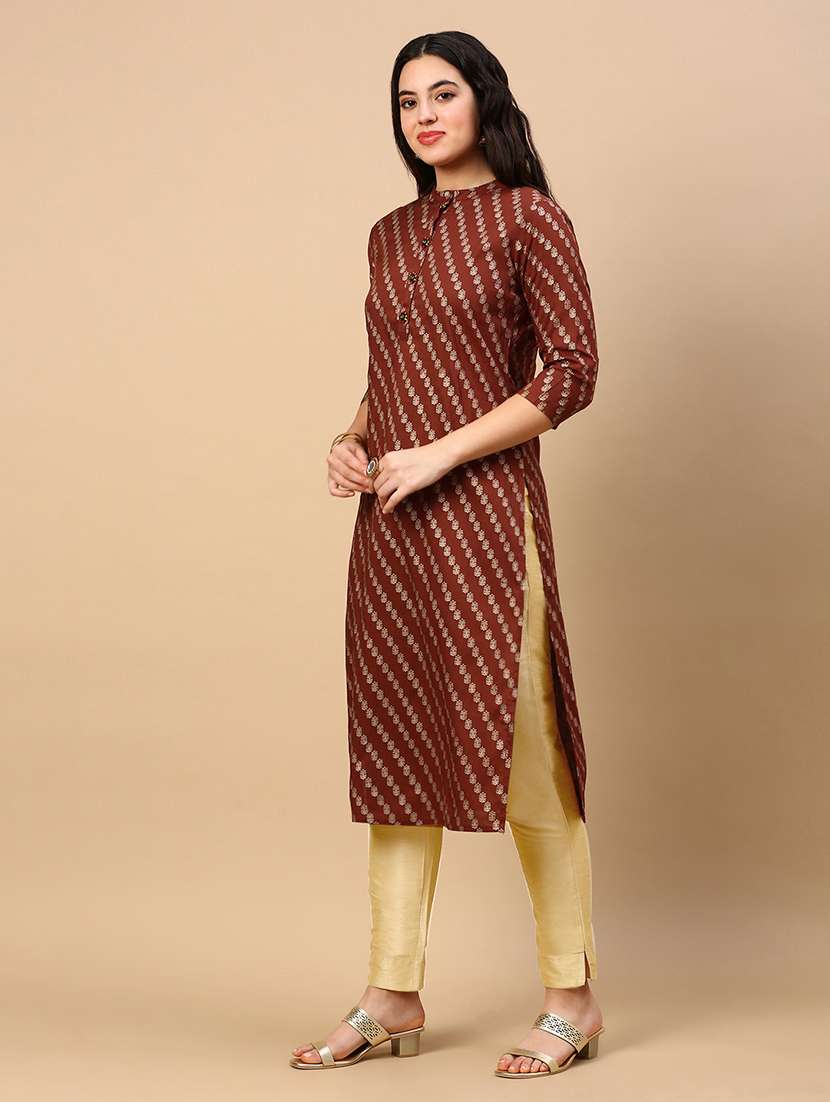 women three quarter sleeve straight kurta - 21696973 -  Standard Image - 3