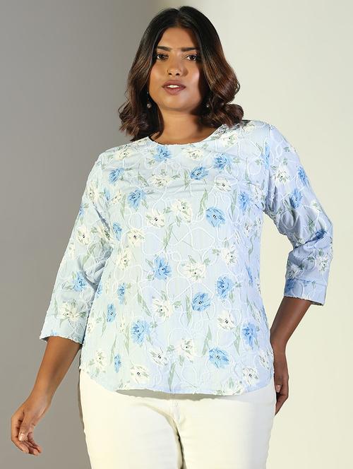 women floral printed round neck regular top - 21697019 - Standard Image - 0