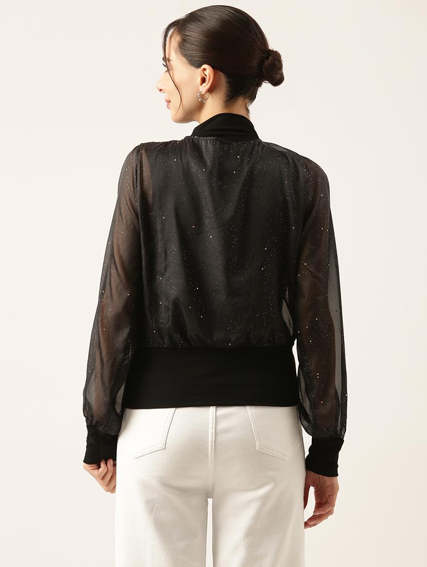 women black embellished puff sleeve top - 21697032 - Standard Image - 3