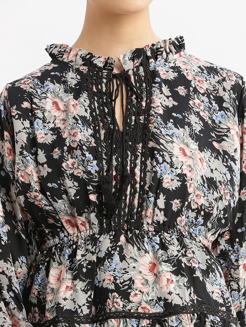 women floral printed tie-up neck peplum top - 21697033 - Standard Image - 5