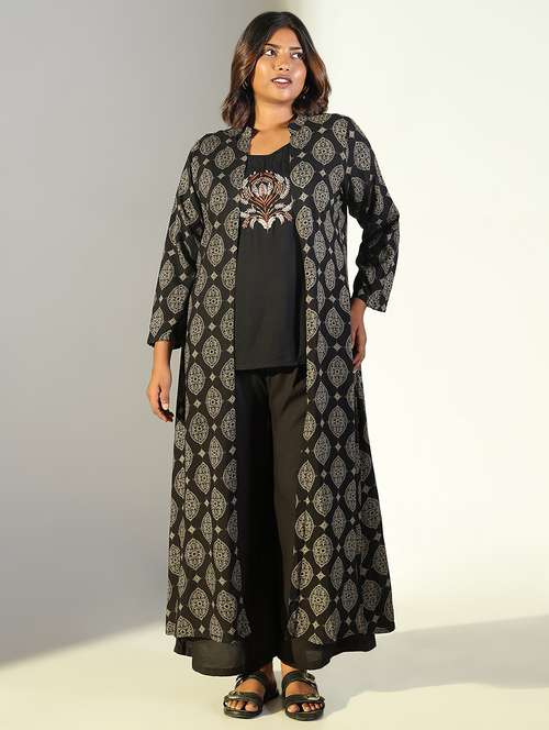 women black embroidered fusion set - 21697051 -  Standard Image - 0