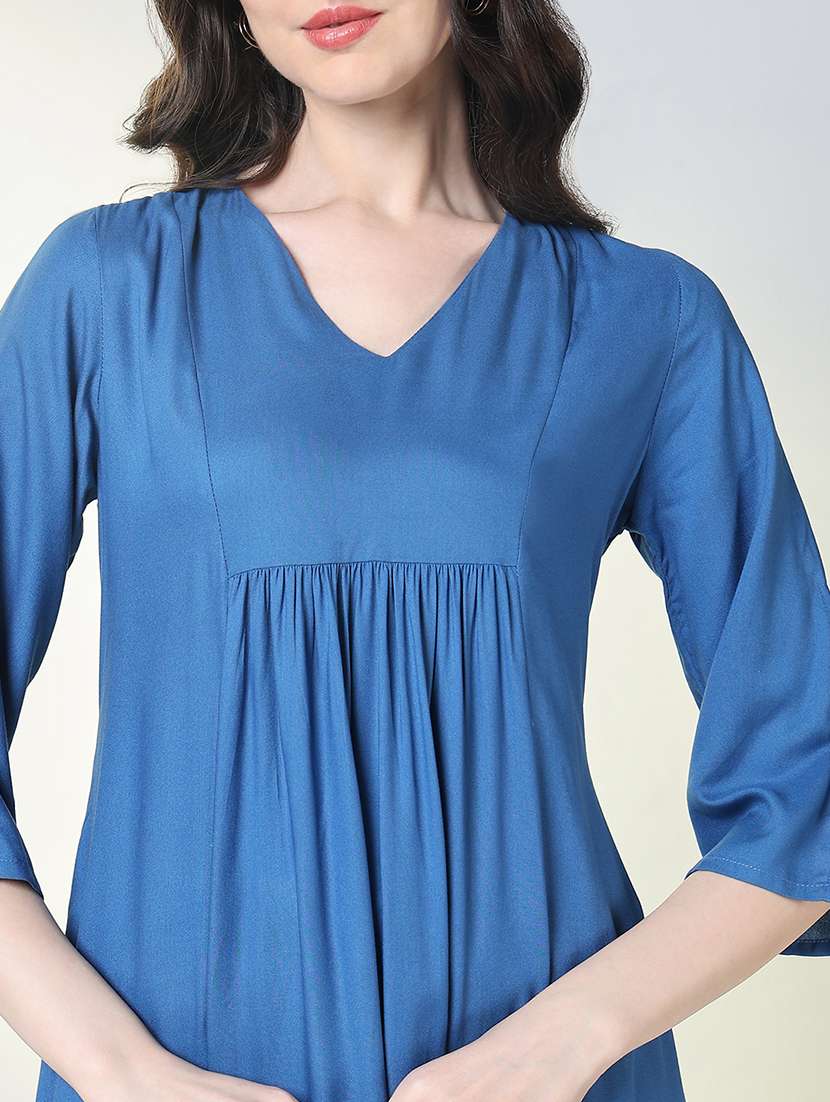 women solid slit sleeve kurta pant set - 21697065 -  Standard Image - 5