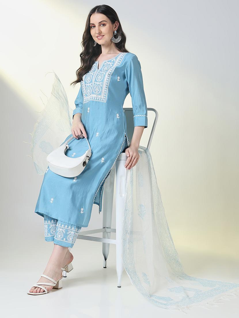 women embroidered kurta pant set with dupatta - 21697070 - Standard Image - 3