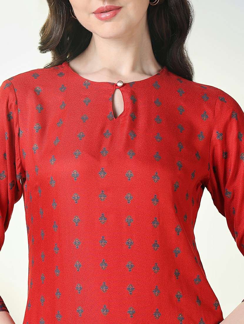 women printed three quarter sleeve kurta palazzo set - 21697087 -  Standard Image - 5