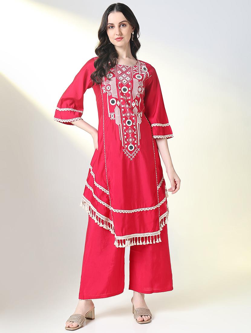 women embroidered kurta palazzo set - 21697094 - Zoom Image - 0