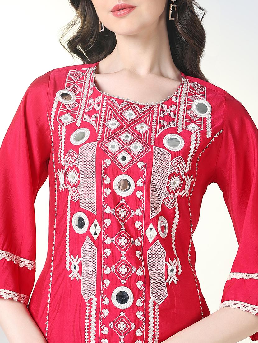 women embroidered kurta palazzo set - 21697094 - Standard Image - 5