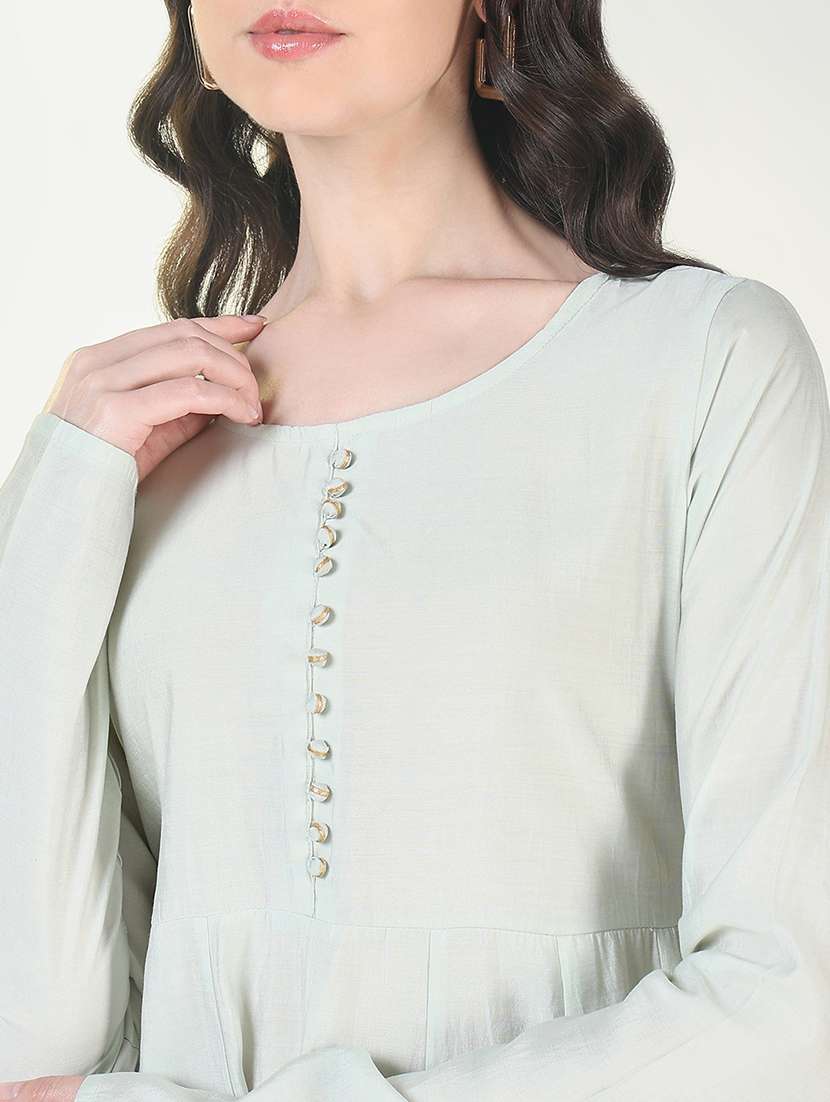 women solid long sleeve kurta palazzo set with dupatta - 21697095 -  Standard Image - 5