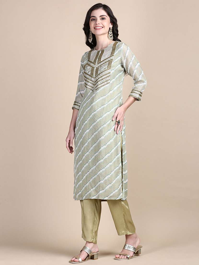 women three quarter sleeve kurta pant with dupatta set - 21697100 -  Standard Image - 3