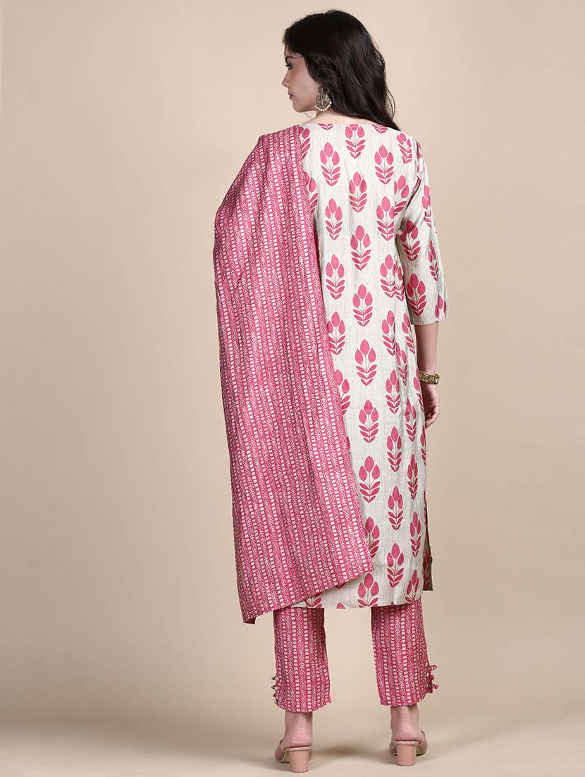 women three quarter sleeve kurta pant with dupatta set - 21697103 -  Standard Image - 3
