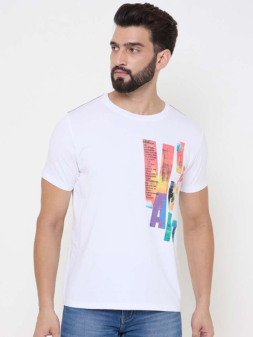 men front print short sleeve t-shirt