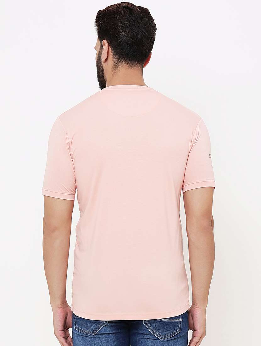 peach cotton blend front print tshirt - 21697132 -  Standard Image - 3