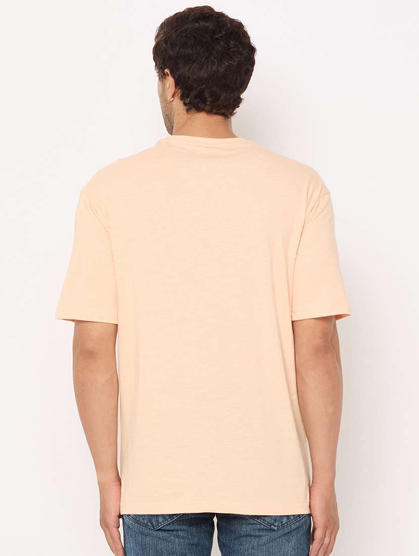 peach cotton blend plain tshirt - 21697138 - Standard Image - 3