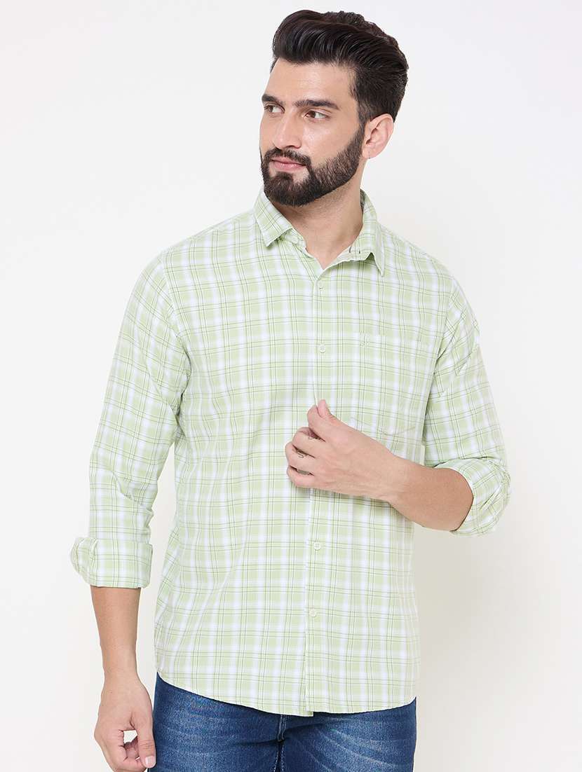 men checkered long sleeve casual shirt