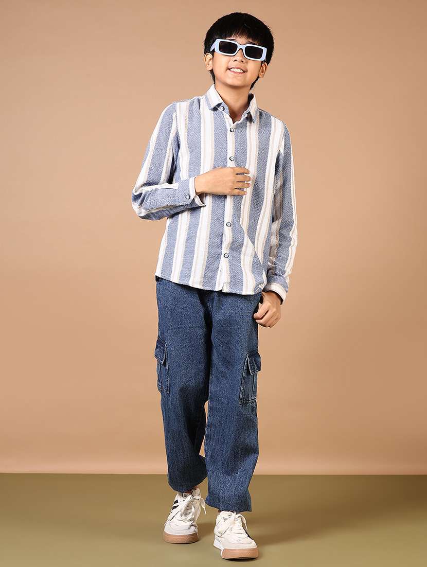 Boys Striped Long Sleeve Casual Shirt
