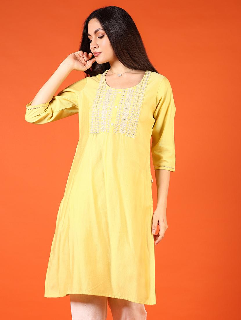 women three quarter sleeve straight kurta - 21697588 - Zoom Image - 0