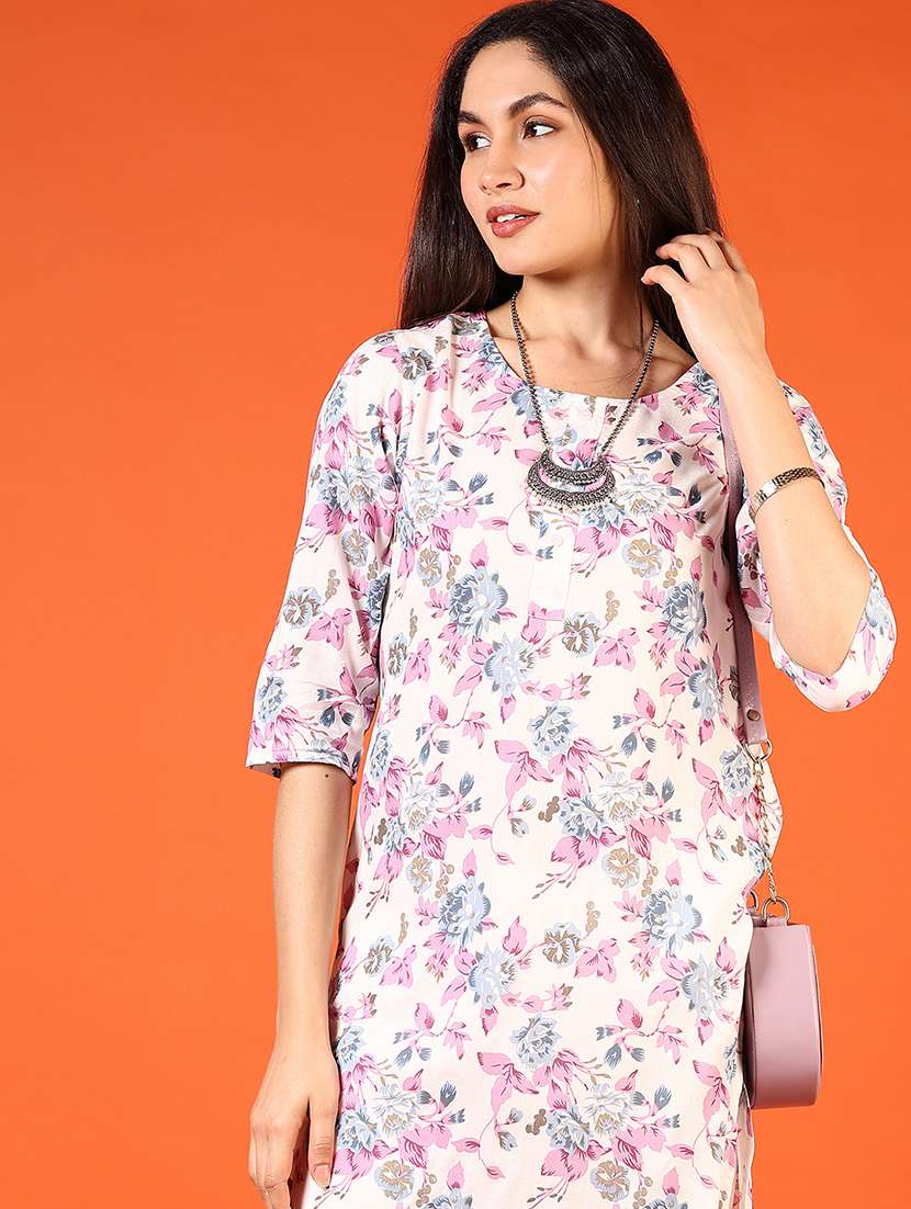 women three quarter sleeve straight kurta - 21697612 -  Standard Image - 3