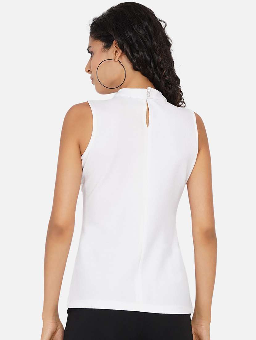 women solid mock neck sleeveless regular top - 21697794 - Standard Image - 3