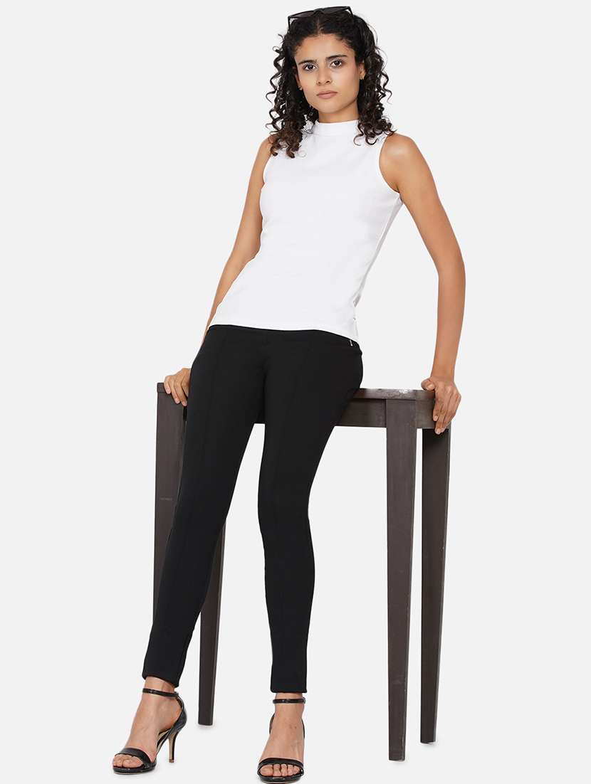 women solid mock neck sleeveless regular top - 21697794 - Standard Image - 5