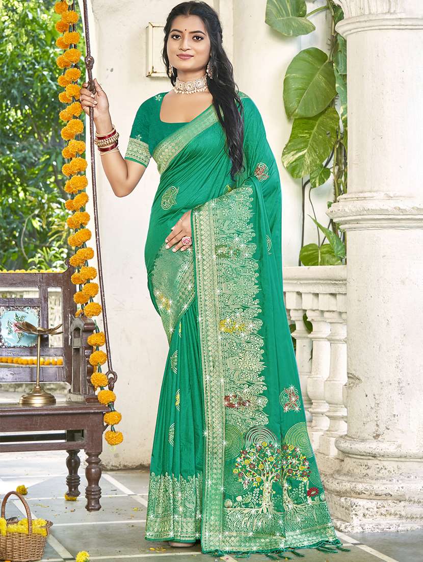 women self design banarasi saree with blouse