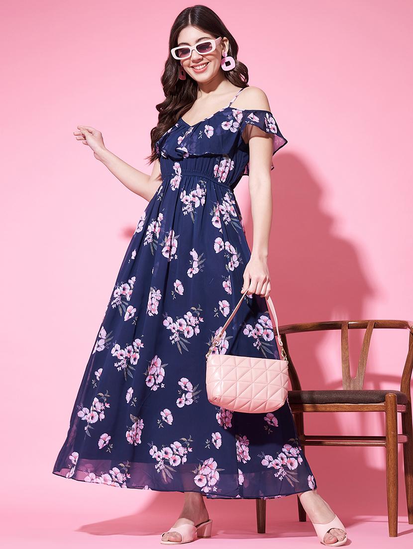 women floral print shoulder strap fit & flared dress - 21697929 - Standard Image - 3