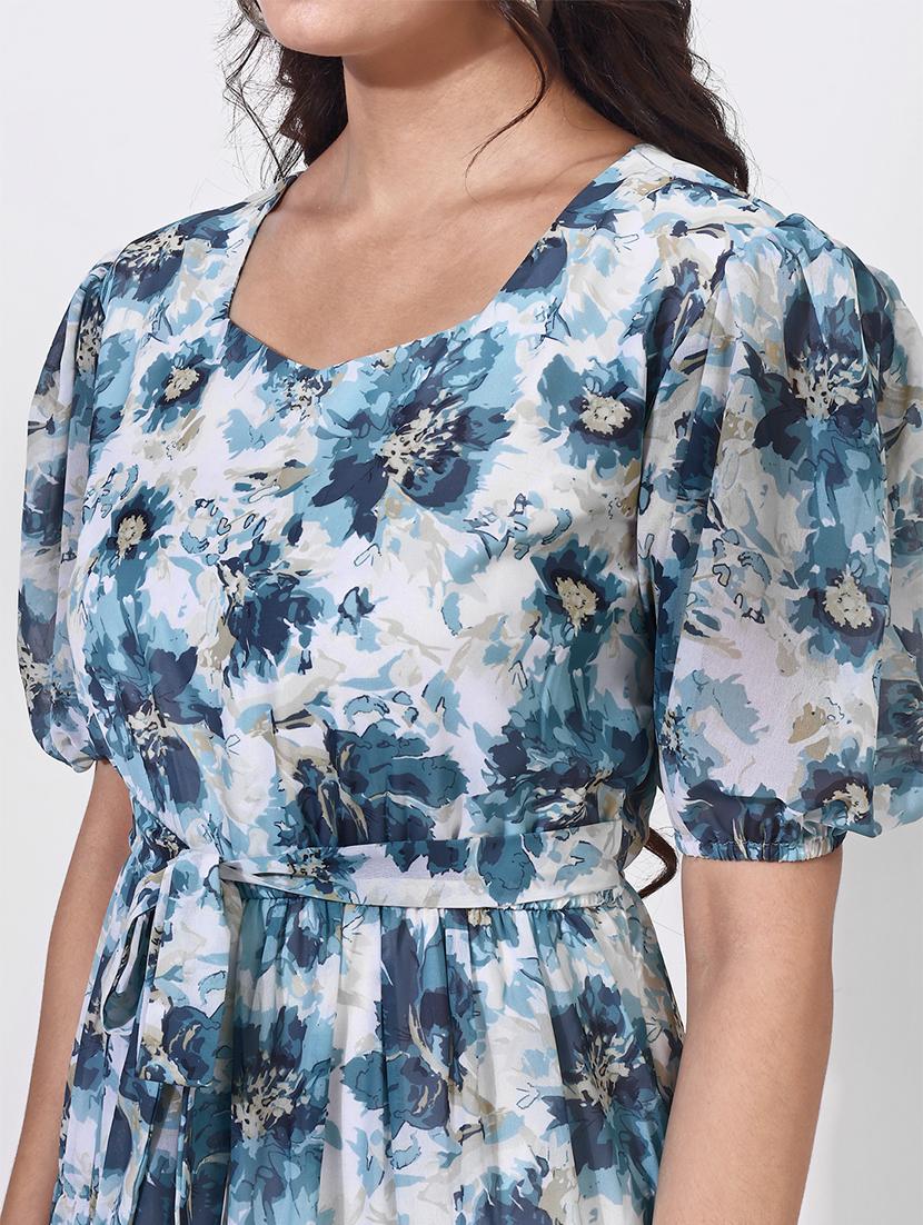 women floral print puff sleeves tiered dress - 21697934 - Standard Image - 5
