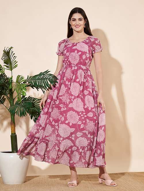 women floral print puff sleeves tiered dress - 21697942 -  Standard Image - 0