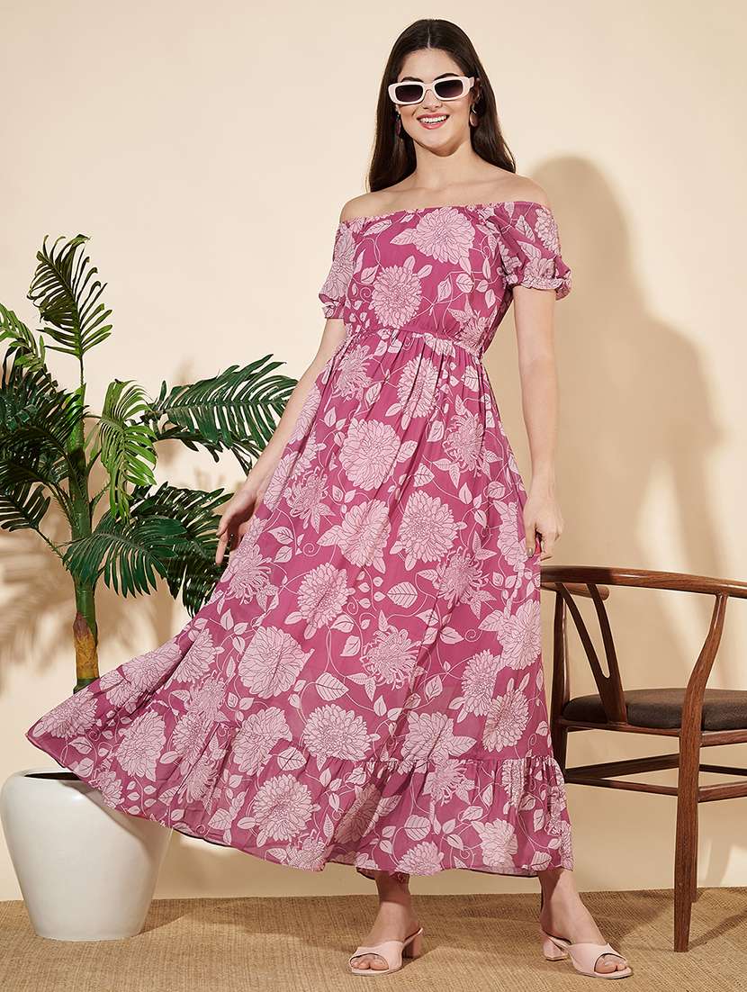 women floral print puff sleeves tiered dress - 21697942 -  Standard Image - 3