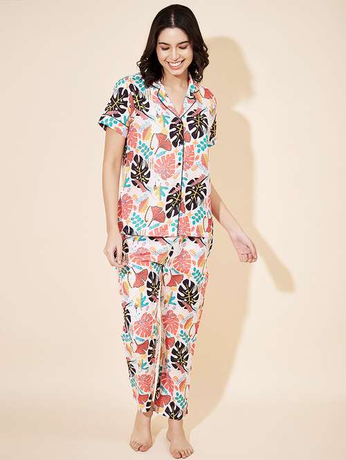 multi colored cotton pyjama set nightwear - 21697949 -  Standard Image - 0