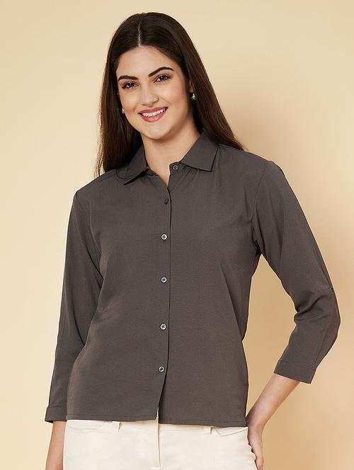 women solid collared regular shirt - 21697958 -  Standard Image - 0