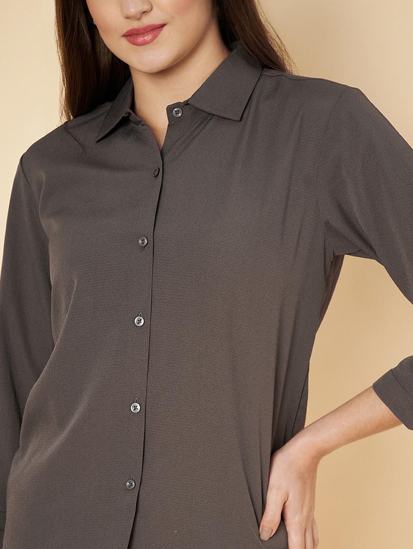 women solid collared regular shirt - 21697958 - Standard Image - 5