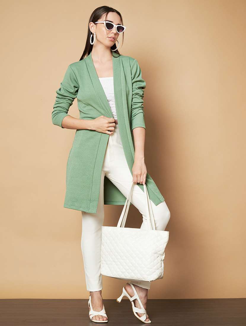 women solid long sleeve shrug - 21697969 -  Standard Image - 3