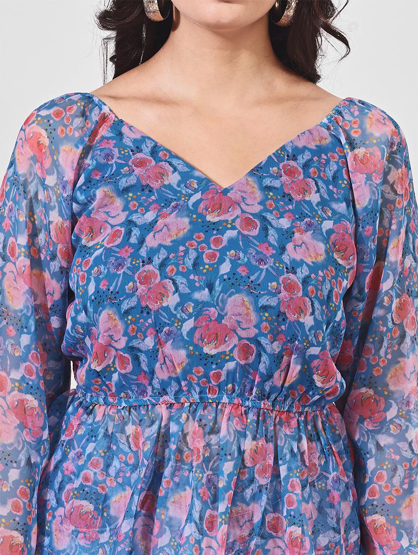 women floral printed puff sleeve peplum top - 21697977 - Standard Image - 5