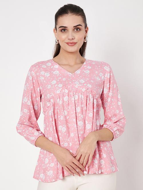 women floral printed v neck peplum top - 21697978 - Standard Image - 0