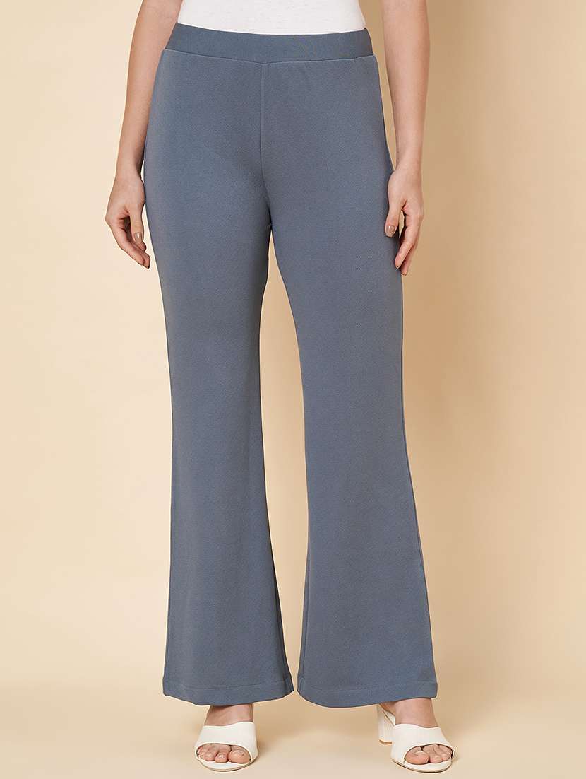 women solid bootcut full length flat front trousers - 21697988 -  Zoom Image - 0