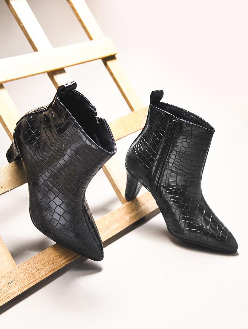 women black textured ankle boots