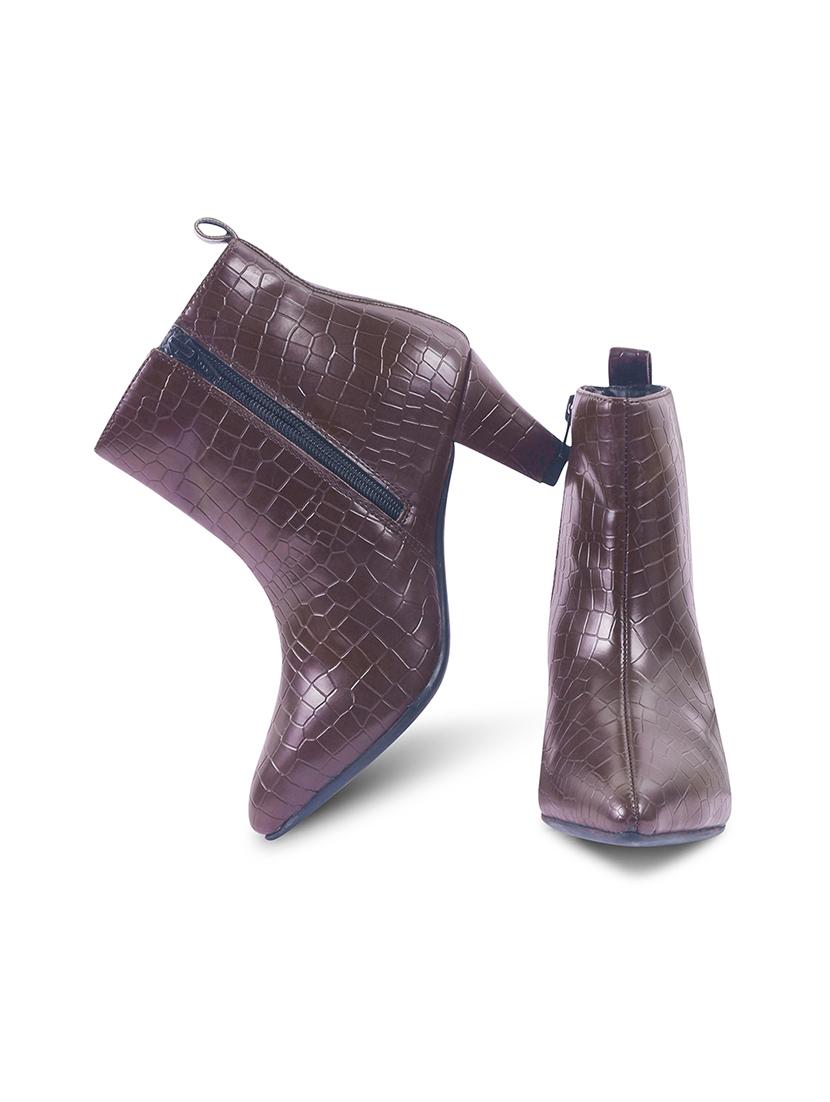 women brown textured ankle boots - 21698005 - Standard Image - 3