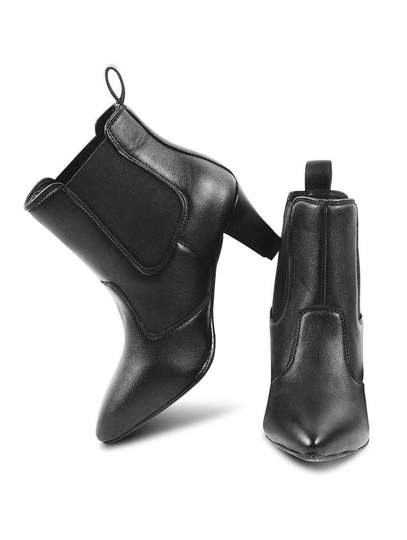 women black solid ankle boots - 21698006 -  Standard Image - 3