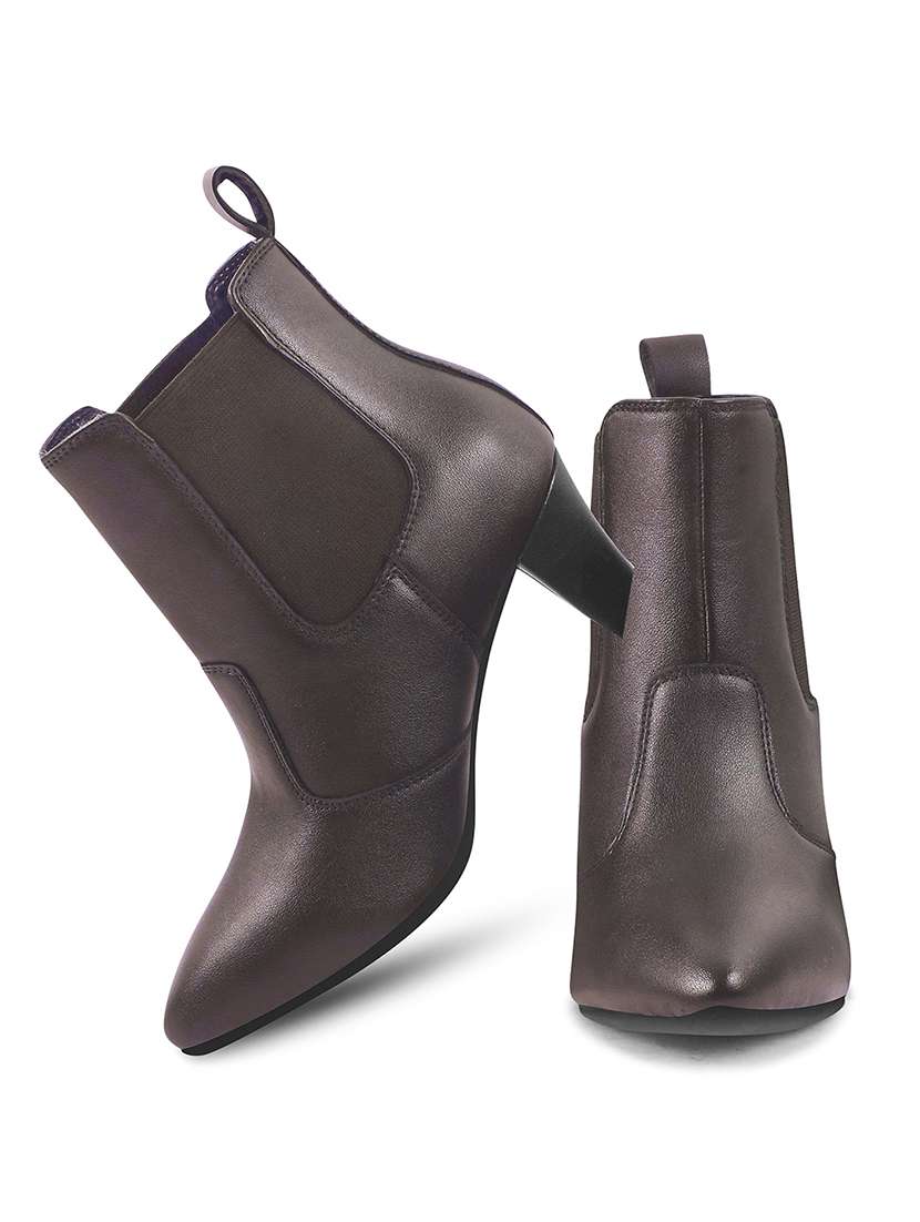 women brown solid ankle boots - 21698007 -  Standard Image - 3