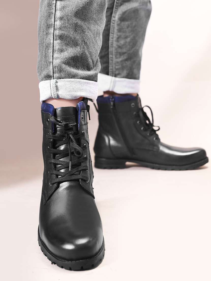 men black lace up boots - 21698008 -  Standard Image - 5