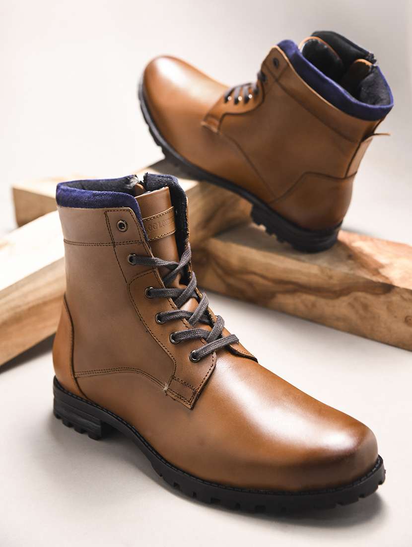 men tan lace up boots - 21698009 -  Zoom Image - 0