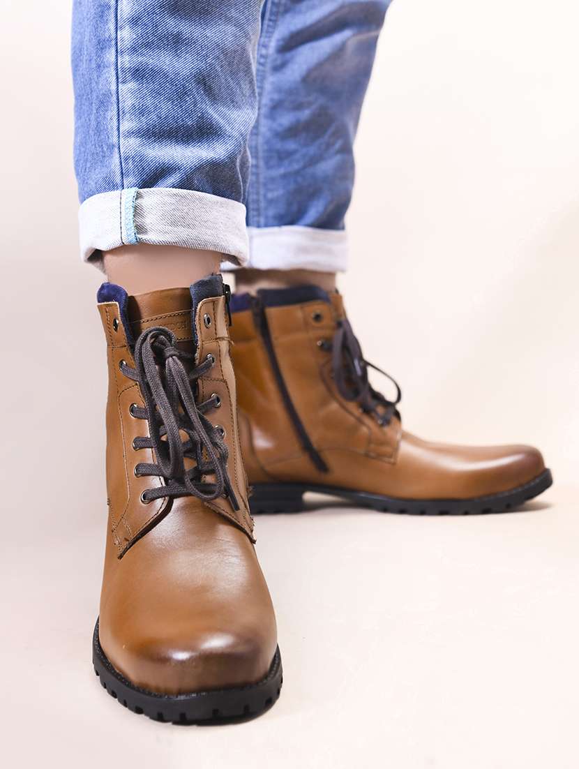 men tan lace up boots - 21698009 -  Standard Image - 5