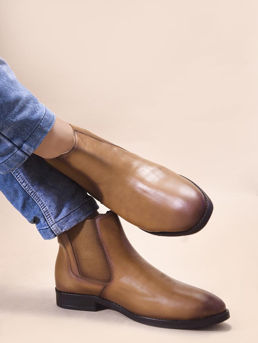 men tan slip on boots - 21698013 - Standard Image - 5