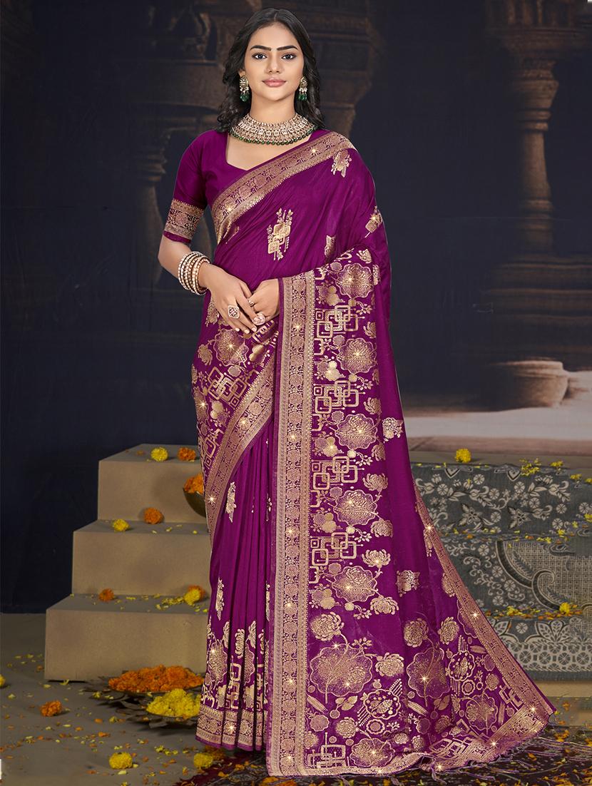 women self design banarasi saree with blouse - 21698221 - Zoom Image - 0