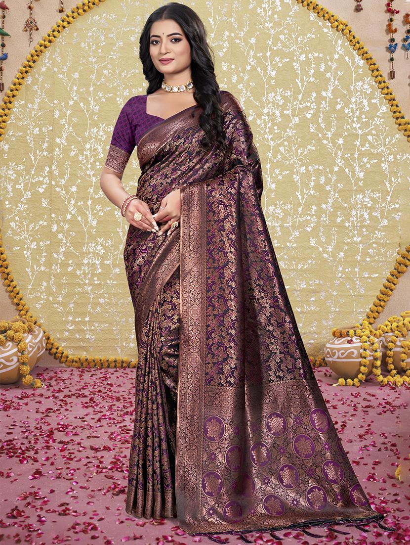 women self design banarasi saree with blouse - 21698271 - Zoom Image - 0