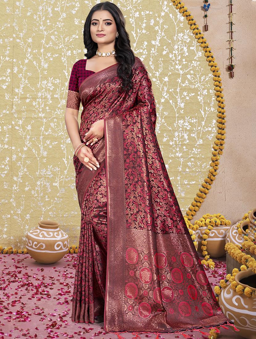 women self design banarasi saree with blouse - 21698275 - Zoom Image - 0