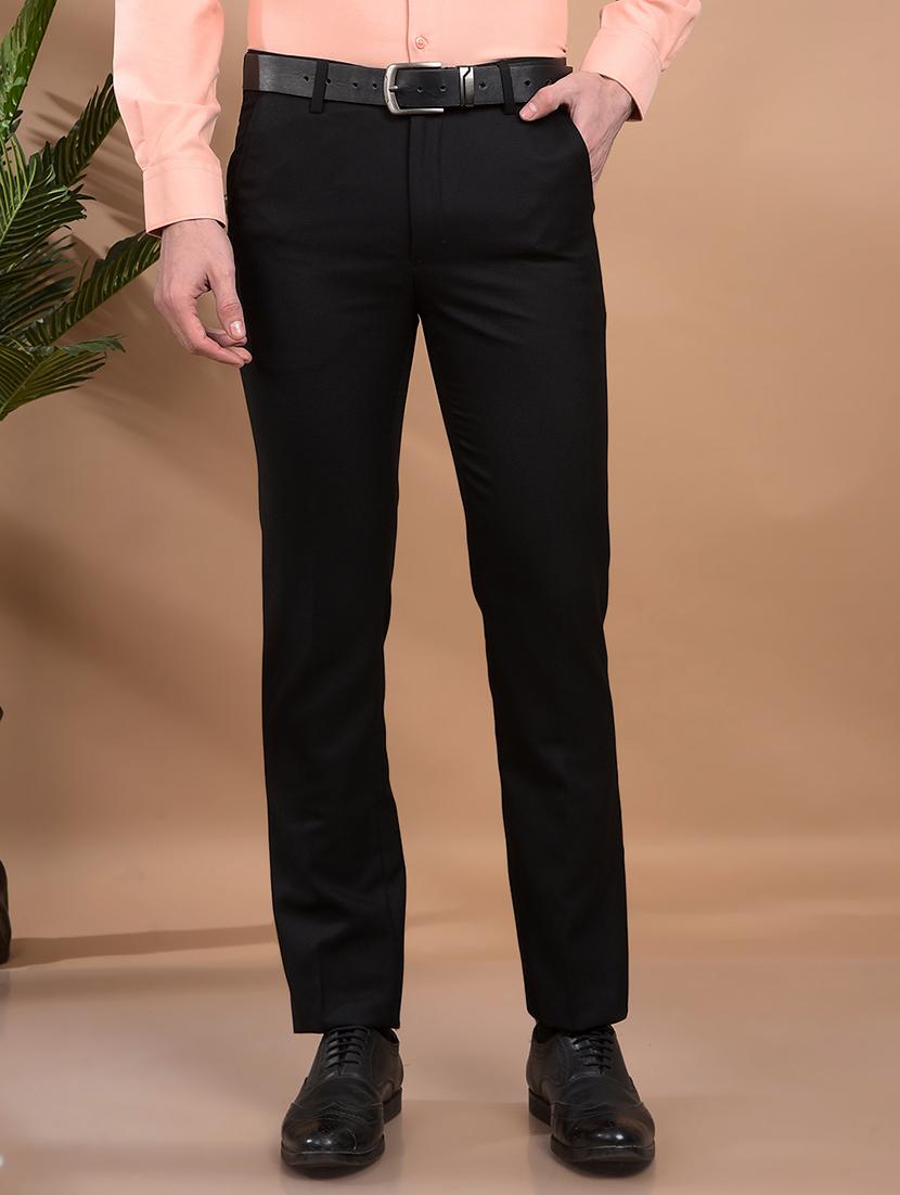 men solid flat front formal trouser