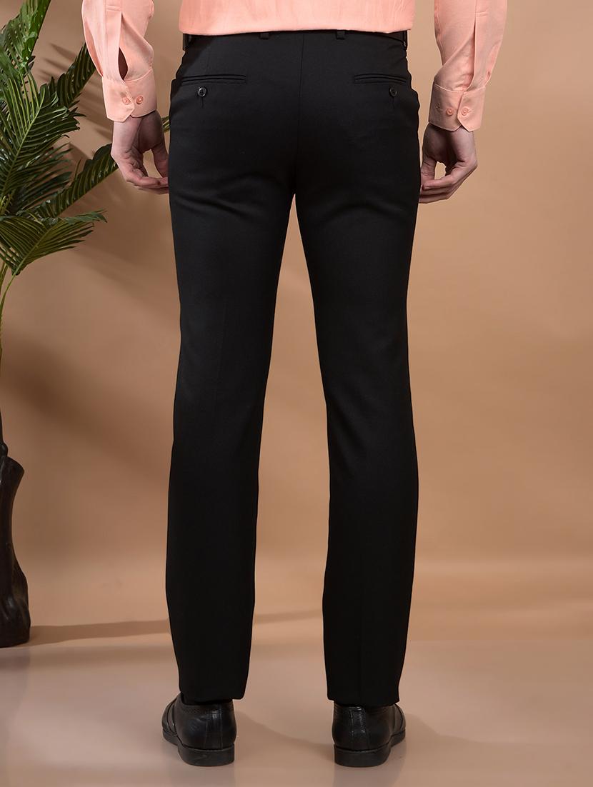 men solid flat front formal trouser - 21698445 - Standard Image - 3