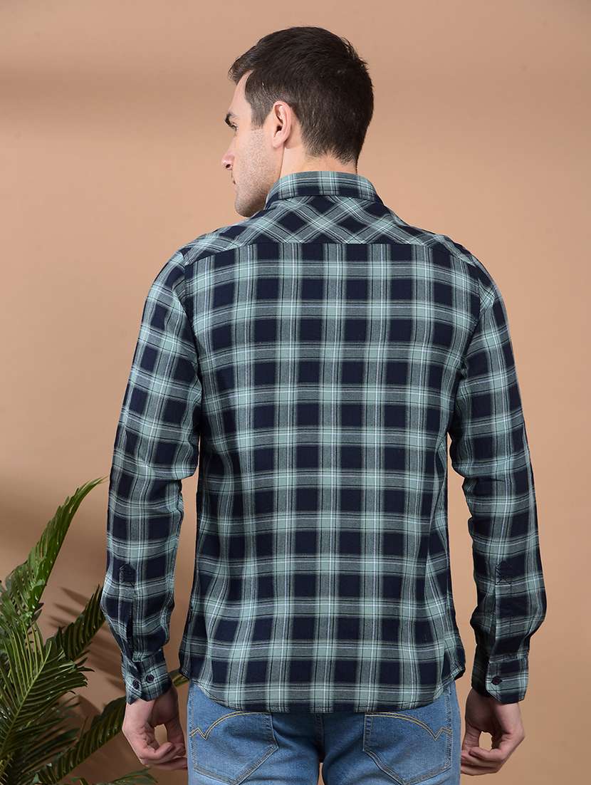 men checkered long sleeve casual shirt - 21698452 - Standard Image - 3